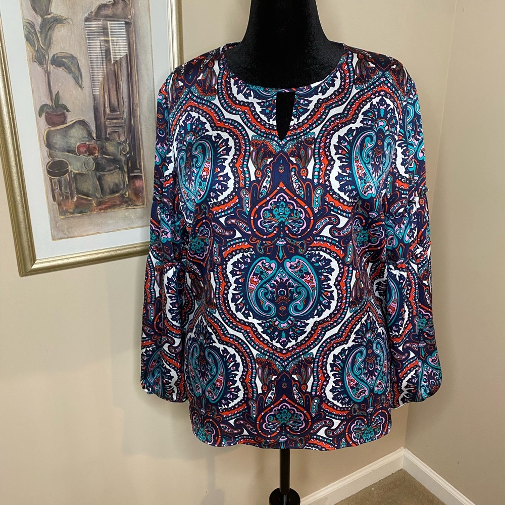 Talbots Vibrant Paisley Top